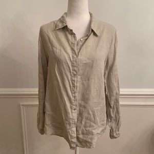JNY Jones New York Tan Linen Shirt Size Large